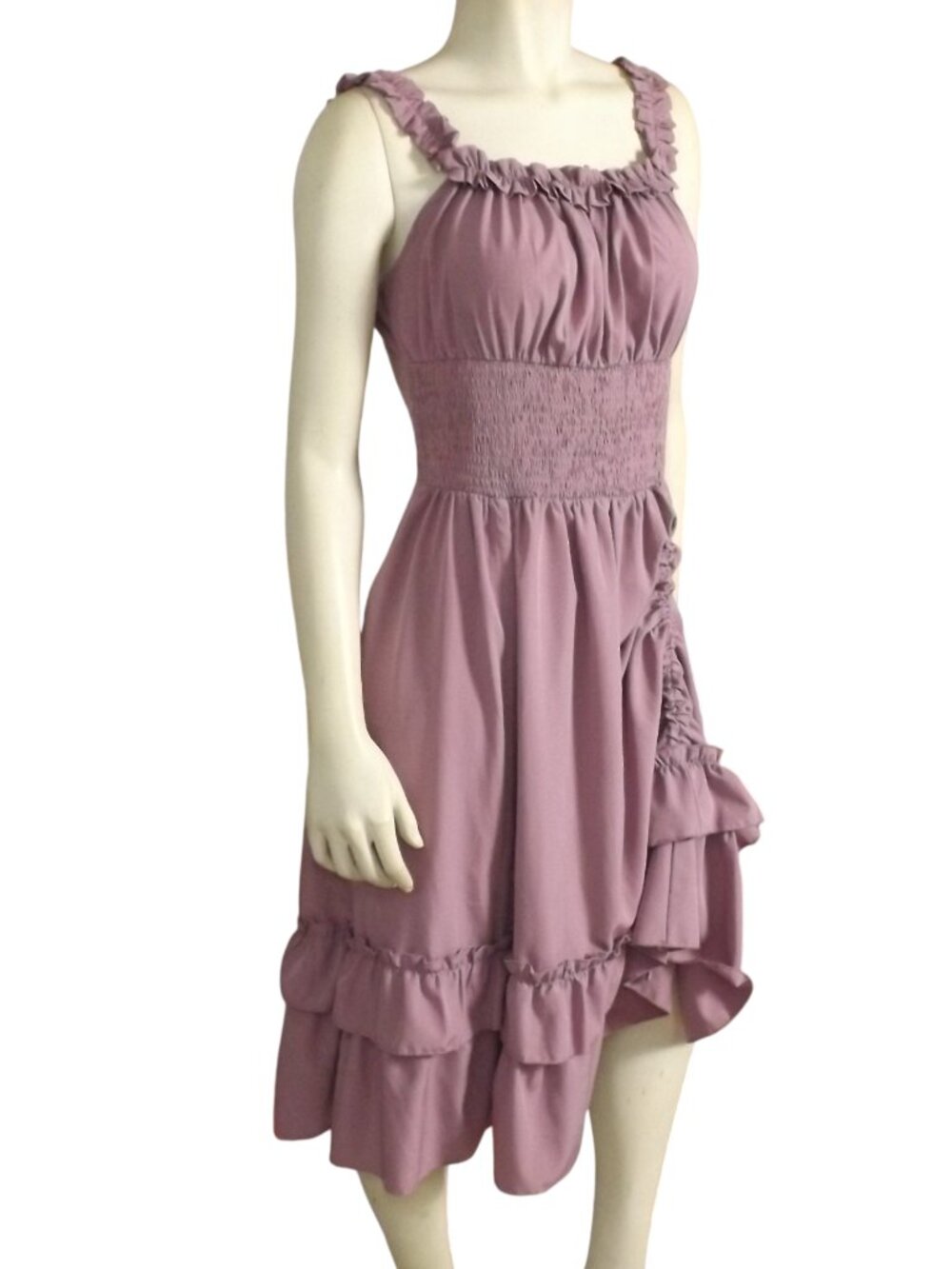 SCARLET DARKNESS Dress, L, Pastel purple, Ruffle shoulders/straps, Cinch Skirt - Picture 4 of 14